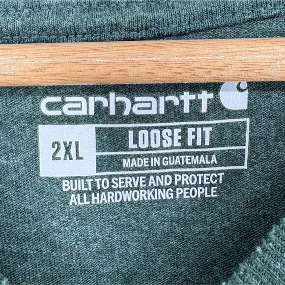 Carhartt Men's K87 Pocket T-Shirt 2XL Green Loose Fit Workwear - Picture 4 of 9
